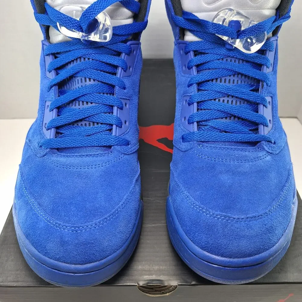 Air Jordan 5 Retro Mens 12 Blue Suede 136027-401 Basketball Shoes Sneakers